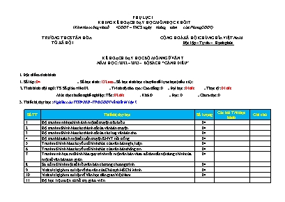 Kế hoạch dạy học Ngữ văn Lớp 7 (Sách Cánh diều) - Năm học 2022-2023 - Trường THCS Tân Hòa